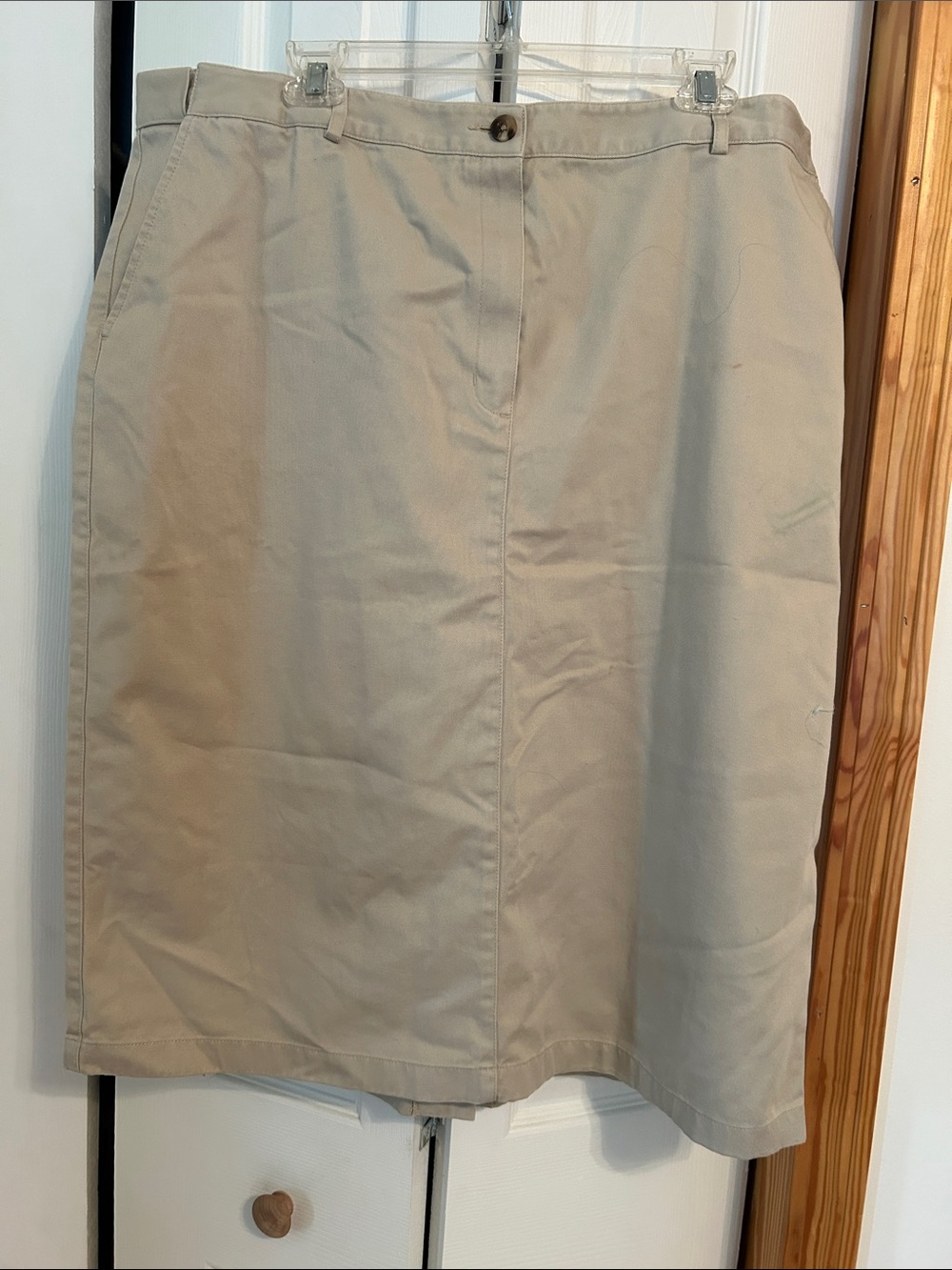 L.L. Bean Beige Khaki Midi Skirt